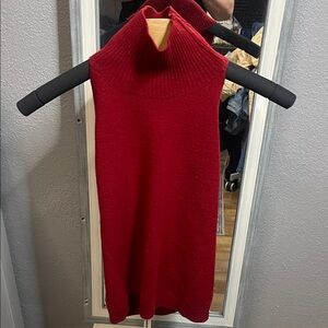 Elegant Bisou Bisou Red backless turtleneck sleeveless Sweater S